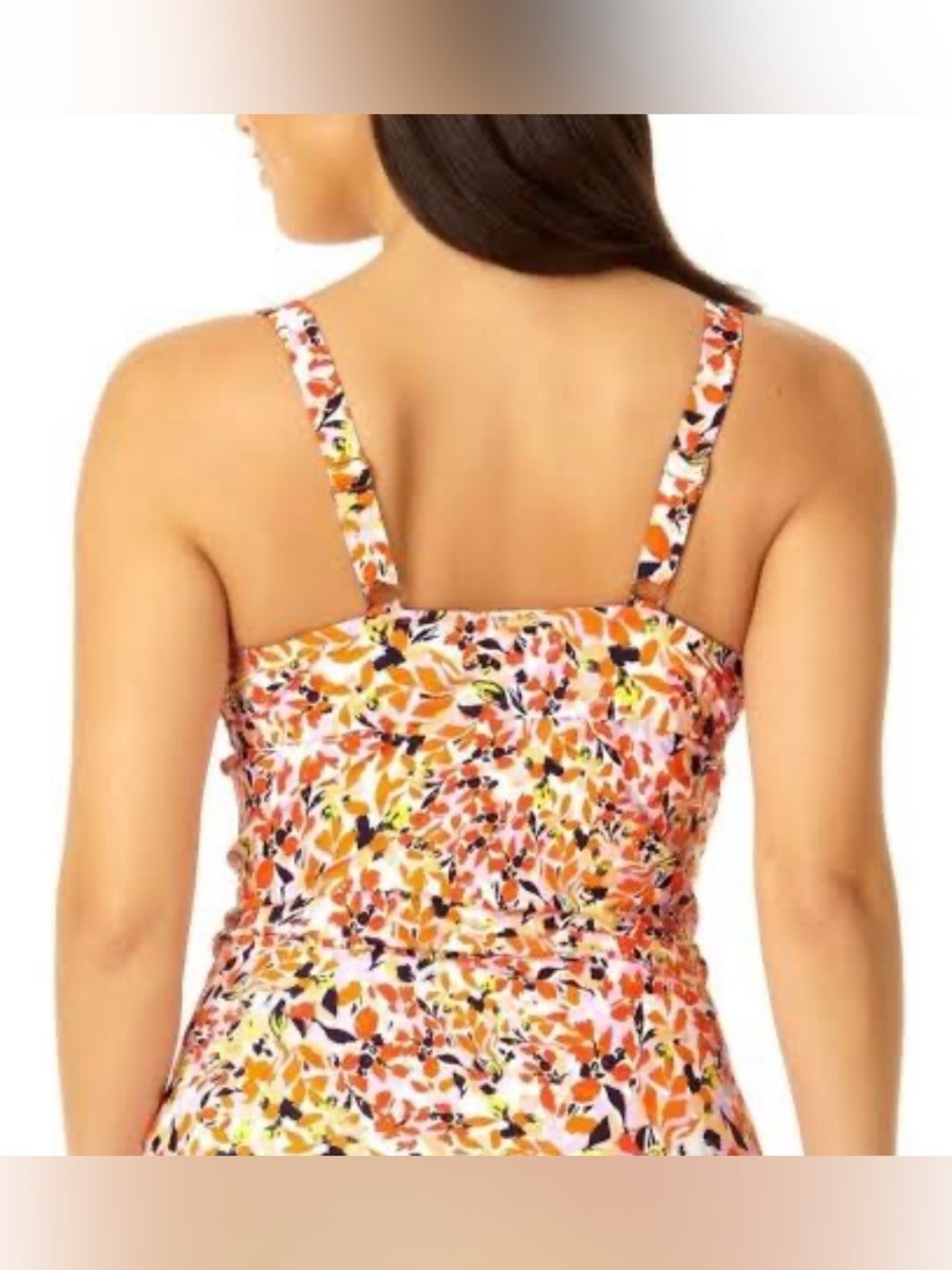 Anne Cole Women Coral Ditsy Print Retro Twist Underwire Tankini Top Size 38C/40B - Picture 3 of 6